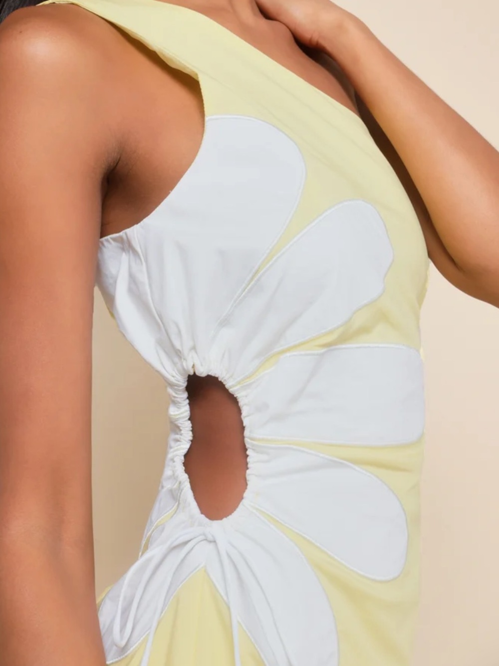 Lulu's One-Shoulder Lemon Mini Dress with White Daisy - Picture 12 of 12